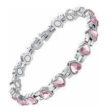 CZ magnetic link therapy bracelet for comfortable daily wear and supportive wellness jewelry use.