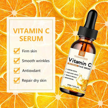 Vitamin C facial serum 30ml bottle for fading dark spots, hydrating the skin, and supporting a clearer complexion.