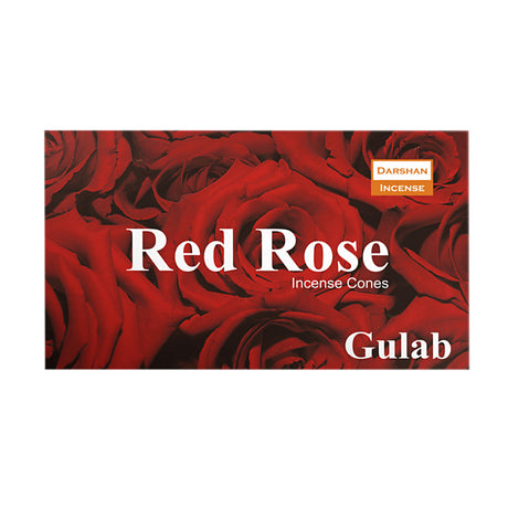 Darshan Red Rose incense cones, pack of 10