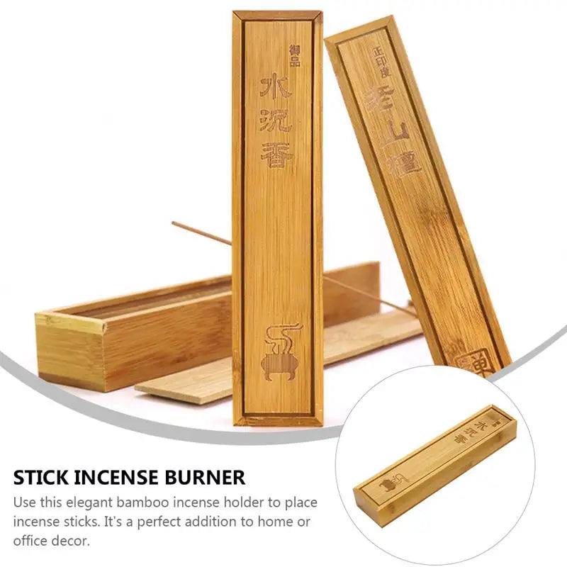 Decorative bamboo incense holder box for burning incense sticks while creating a peaceful atmosphere for relaxation, prayer, and wellness routines.