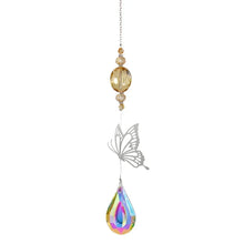 Decorative Crystal Butterfly Wind Chime hanging sun catcher for garden decoration, porch display, and reflective light decor.