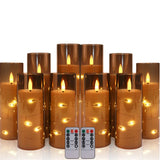 Decorative flameless LED pillar candles for home styling, shelf décor, and soft evening lighting.