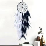 Decorative handmade Dream Catcher ornament with two-color feathers for bohemian room decor, peaceful sleeping spaces, and wall display.