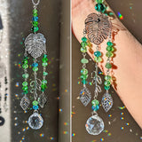 Decorative Leaf Shape Sun Catcher Tree of Life hanging decor for window display, sun reflection, and spiritual room decoration.