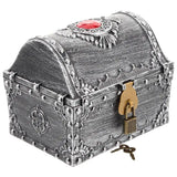 Small Pirate Treasure Box decorative chest with lock and key for home accent styling, jewelry storage, and themed events.