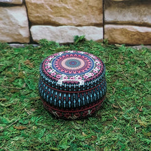 Decorative ritual tin candle with crystals for sacred space setup, meditation, and ritual use.