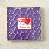 Decorative romantic heart candles 50-piece pack for party decoration, anniversary tables, and soft candlelight displays.