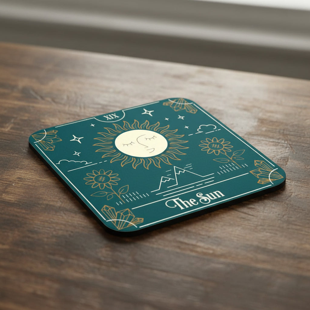 Tarot Card Coaster Set decorative coasters for tabletop protection, drink service, and spiritual-inspired room styling.