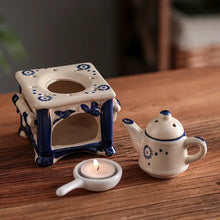 Vintage Ceramic Tea Warmer & Incense Burner decorative ceramic stand for warming tea and diffusing incense in meditation or living room spaces.