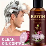GSWP Biotin Rosemary Onion hair shampoo for deep cleansing, refreshing the scalp, and leaving hair bouncy after washing.