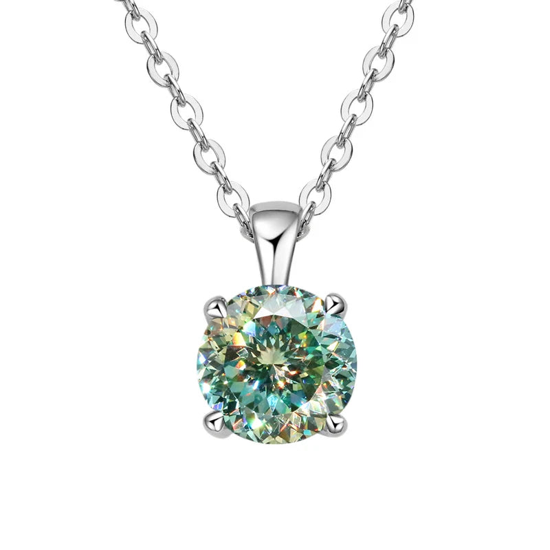 Delicate moissanite four-prong solitaire necklace for feminine layering, daily wear, and meaningful gifting.