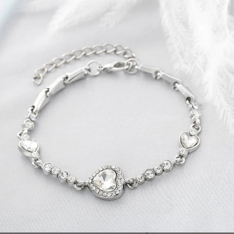 Designer Style Blue Heart Charm Bracelet chain bracelet for luxury-inspired styling, gift giving, and occasion wear.