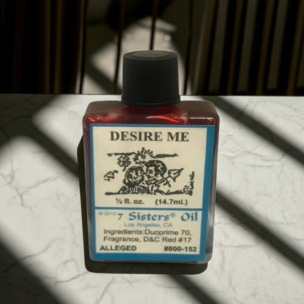 Desire Me Wish Oil ritual oil bottle for anointing, wish-focused rituals, and spiritual use.