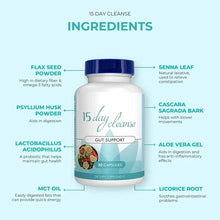 Refresh capsules bottle for intestinal cleansing, digestive health support, and 15-day cleansing use.