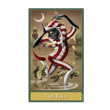 Deviant Moon Tarot Premier Edition card example, moon-faced figure