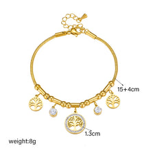 DIEYURO tree charm zircon bracelet in stainless steel for daily fashion styling, layering, and casual wear.