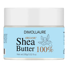 Dimollaure Organic Unrefined Shea Butter Oil jar on white background for skin care, massage, and DIY beauty.