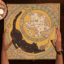 Moon & Pentagram divination altar cloth fabric mat for tarot card spreads, fortune telling, and ritual table use.