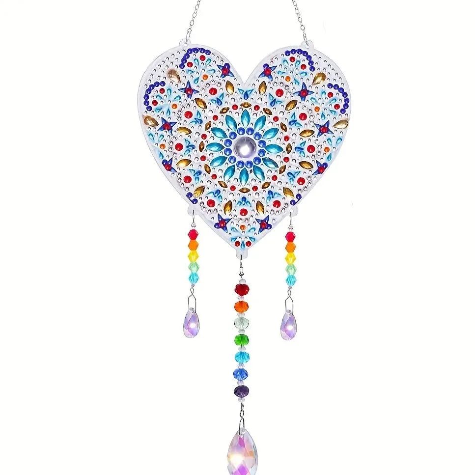 DIY diamond painting wind chimes double-sided acrylic craft decoration for creative project use, home hanging decor, and outdoor display.