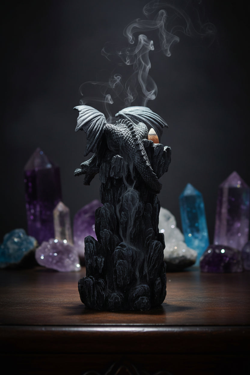 Dragon Backflow Incense Tower, base and rocky outcrop detail