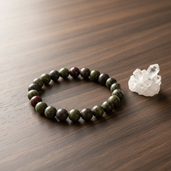 Dragon Blood Jasper elastic bracelet with 8mm round beads
