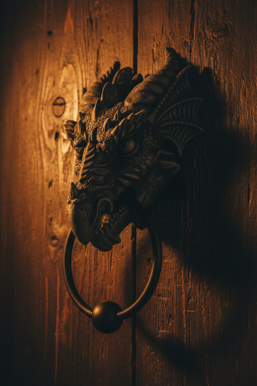 Dragon Door Knocker, hand-painted cold cast resin