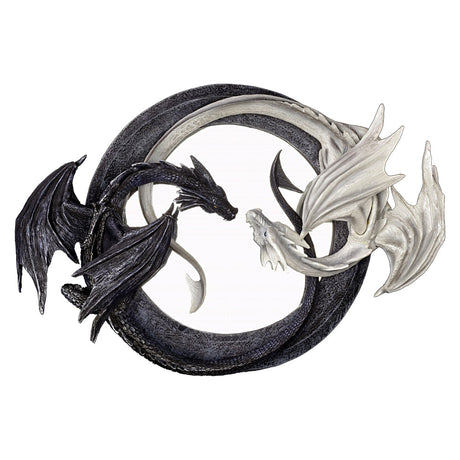 Dragon Yin Yang wall mirror plaque with round mirror center