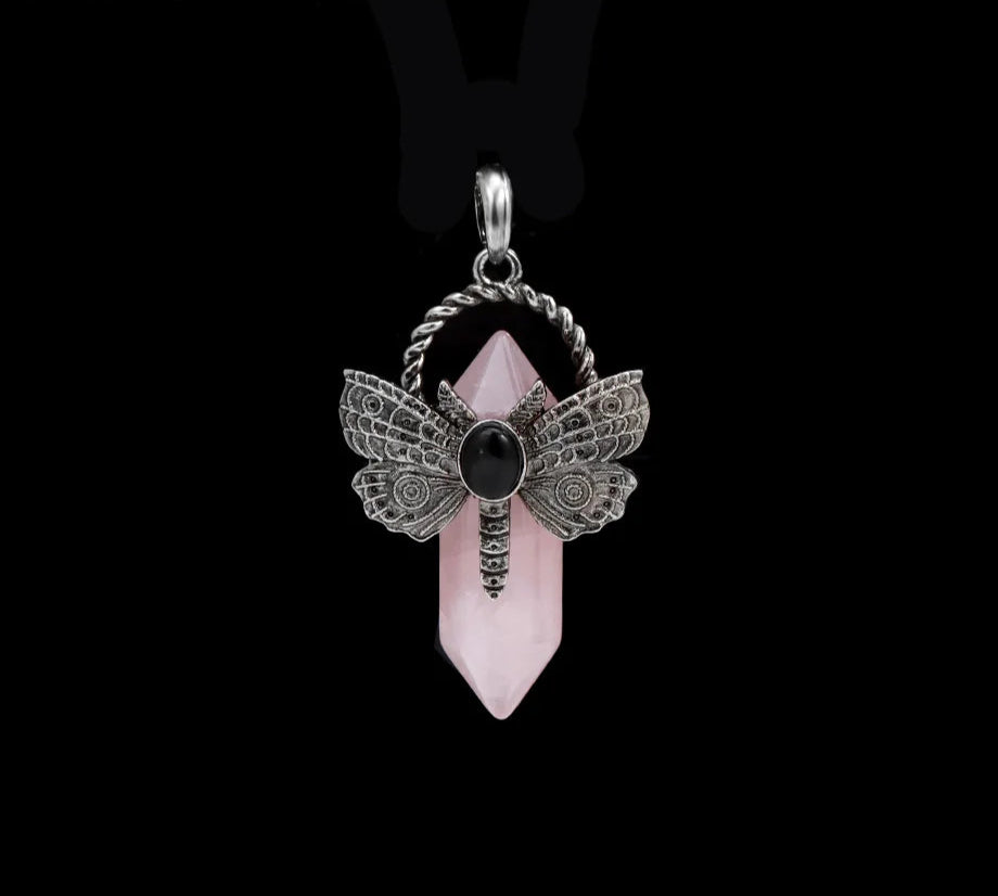 Dragonfly Natural Stone Crystal Pendant for meditation, gifting, and crystal jewelry.