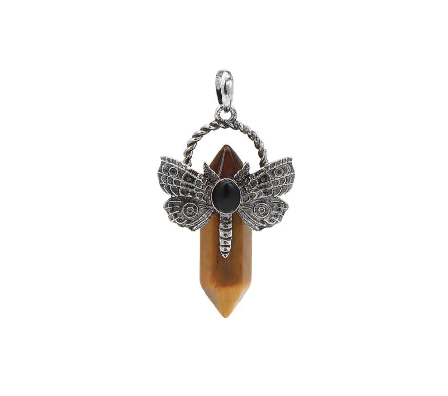 Dragonfly Natural Stone Crystal Pendant for meditation, gifting, and crystal jewelry.