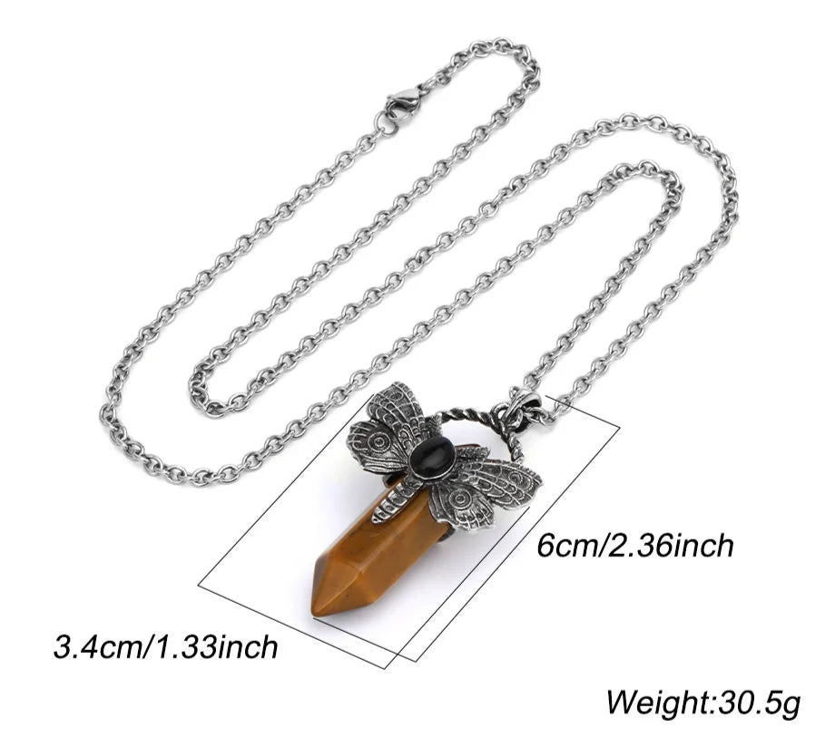 Dragonfly Natural Stone Crystal Pendant for meditation, gifting, and crystal jewelry.