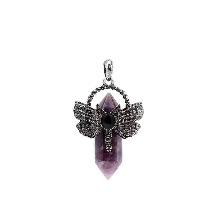Dragonfly Natural Stone Crystal Pendant for meditation, gifting, and crystal jewelry.