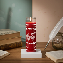 Dragons Blood 7 day red glass candle for intention setting, altar work, and ceremonial practice.