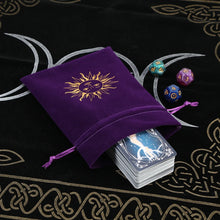 Drawstring velvet bag for tarot cards for neat deck storage, spiritual practice, and reading setup organization.
