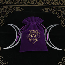 Drawstring velvet pouch for oracle and tarot decks for secure card storage, spiritual organization, and travel use.