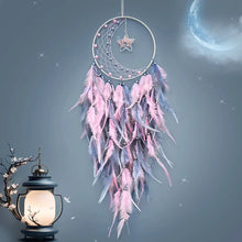 Dream catcher with rainbow colorful feathers hanging decor for bright room styling, wall decoration, and gift giving.