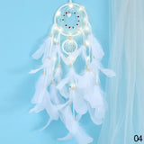 Dreamcatcher feather LED decor light for cozy room decoration, festival ambiance, and boho hanging accent use.
