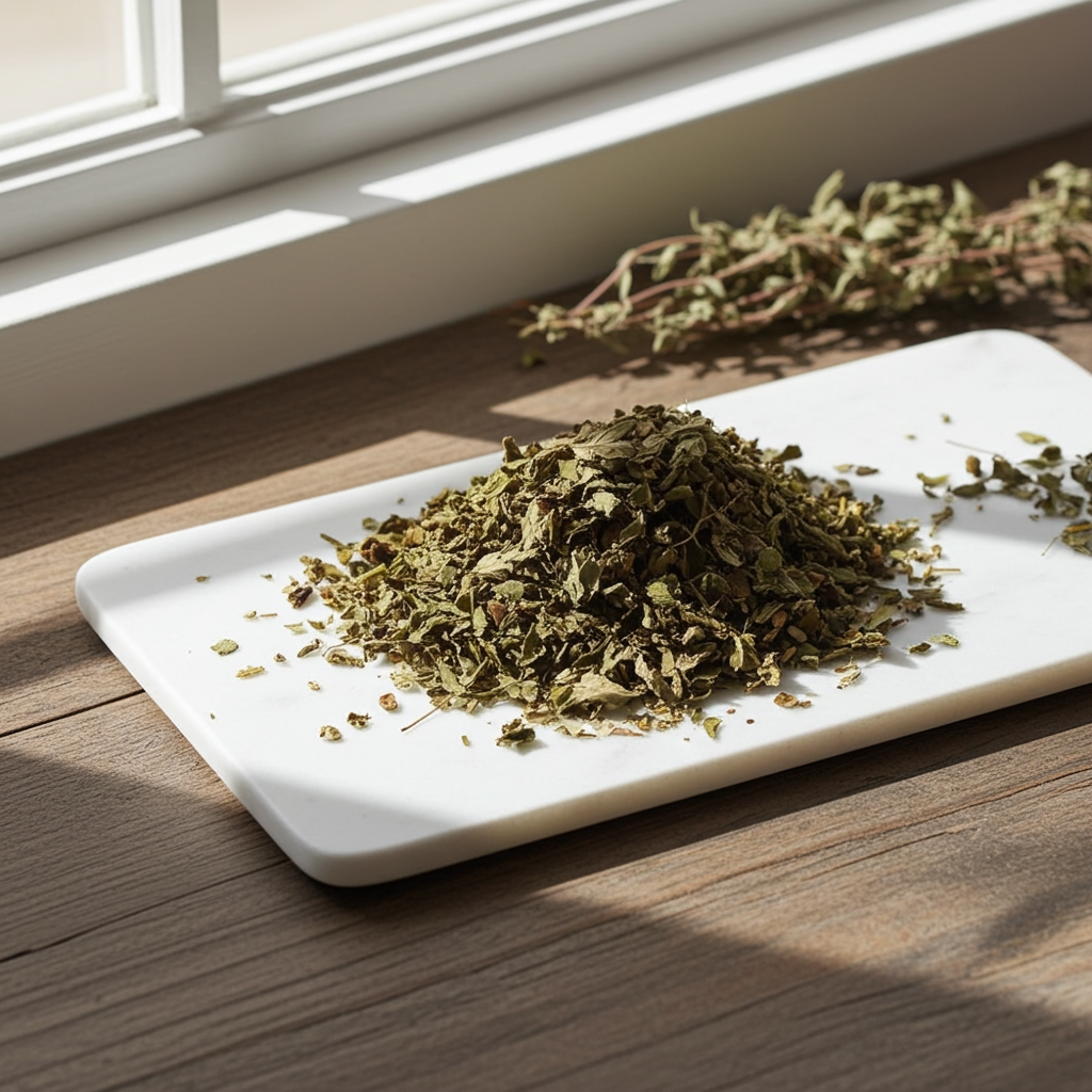 Dried mistletoe herbs 1oz pouch for botanical crafting, altar work, and ceremonial use.