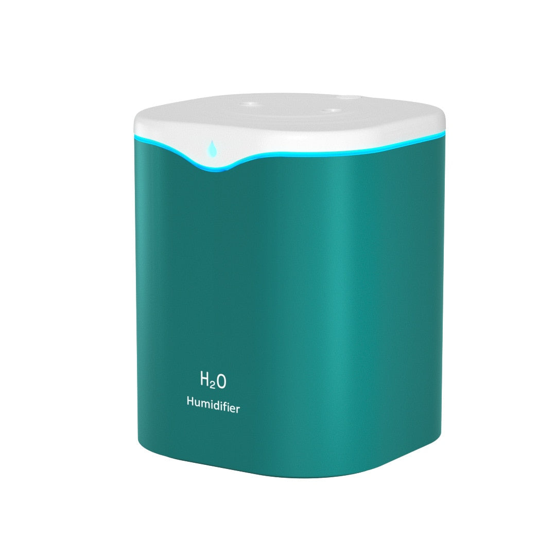 Dual mist USB humidifier diffuser for bedroom use to add moisture to dry air and support a more relaxing sleeping environment.