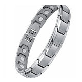 Durable stainless steel germanium magnetic bracelet for everyday wrist wear, comfort, and wellness accessory use.