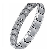 Durable stainless steel germanium magnetic bracelet for everyday wrist wear, comfort, and wellness accessory use.