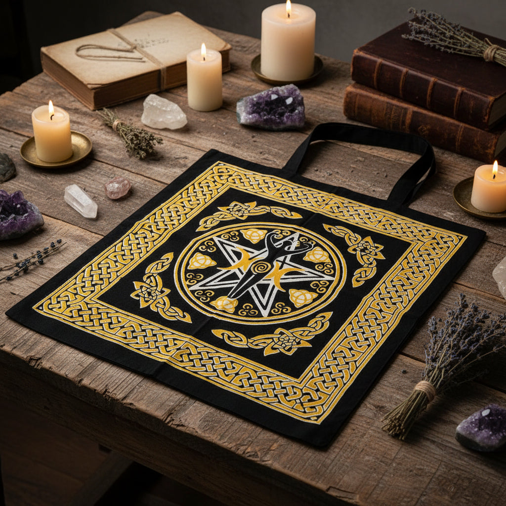 Earth Goddess Pentacle tote bag, back design