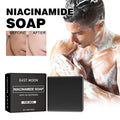 East Moon Niacinamide Whitening Acne-Fading Soap Bar before and after results on man's face.