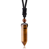 Trendy Natural Stone Wolf Tooth Pendant necklace for edgy fashion styling, casual accessorizing, and statement wear.