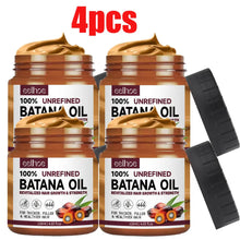 Eelhoe 100% Unrefined Batana Oil Hair Growth Mask set of four jars with black applicators on white background.