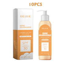 EELHOE Brightening & UV Protective Body Lotion formula overview with product packaging on white background.