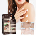 EELHOE Coffee Scented Anti-Aging Body Lotion packaging with skin application result on model.