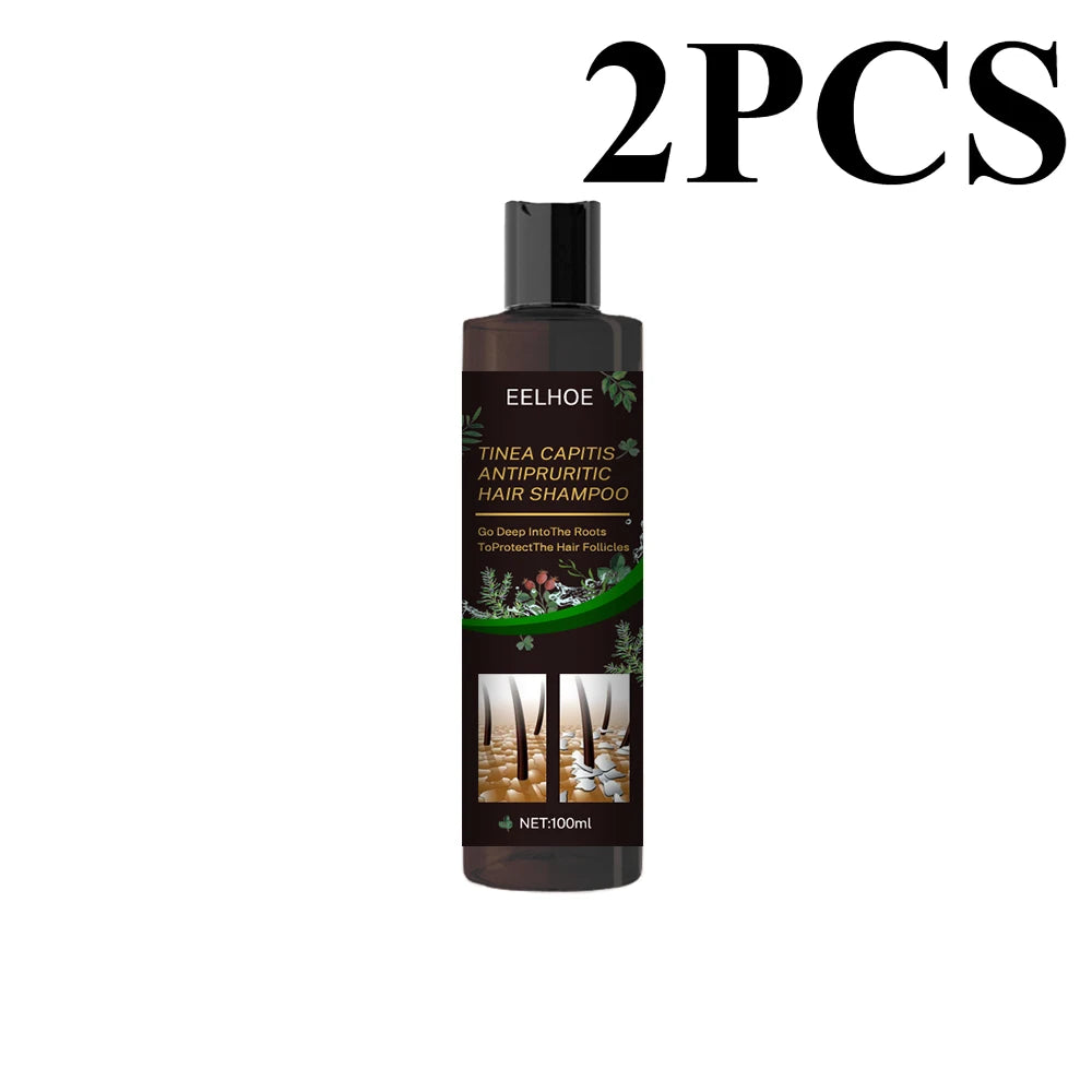 Eelhoe Natural Herbal Anti-Dandruff Shampoo 100ml bottle with label detail on white background.