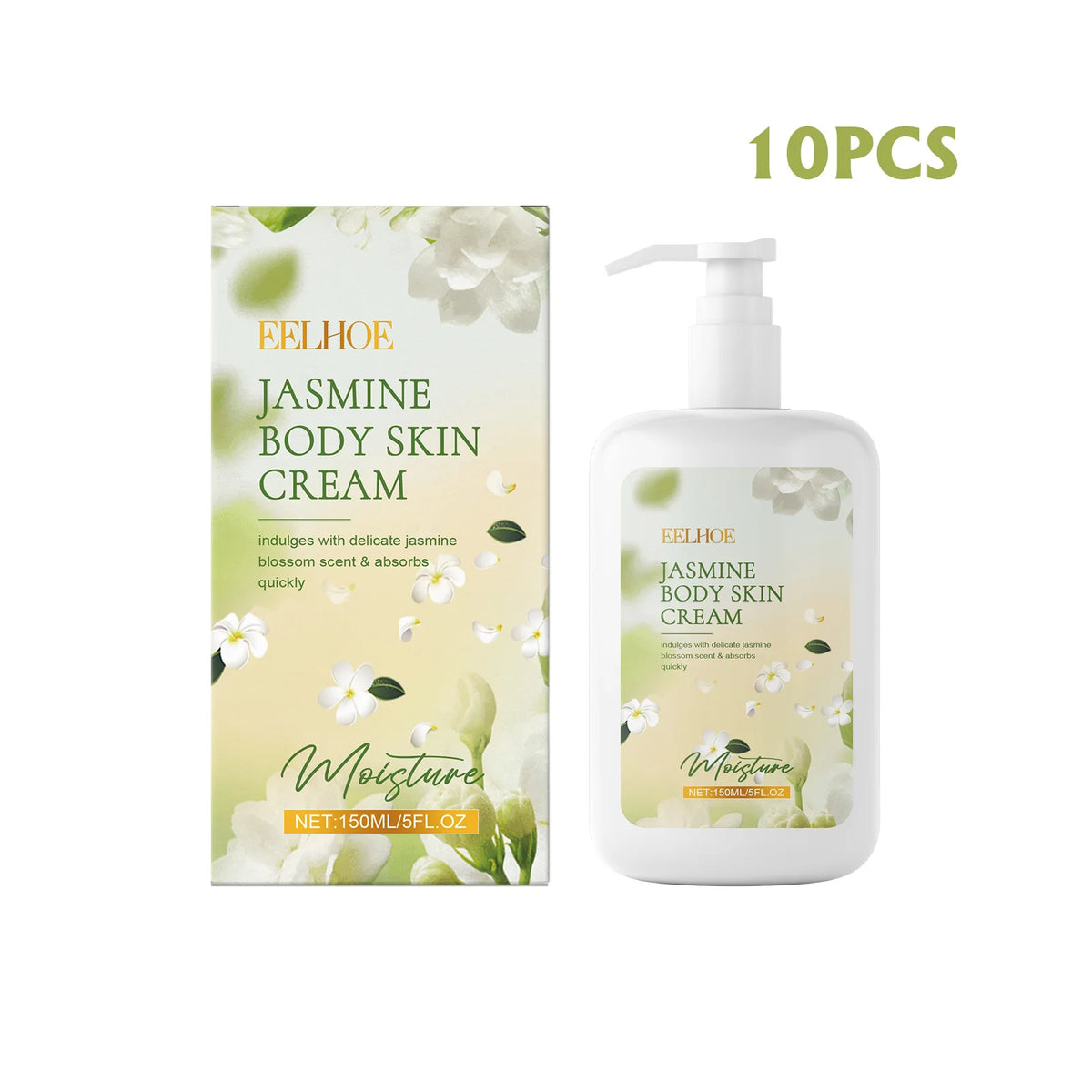 EELHOE Jasmine Moisturizing Body Lotion packaging and bottle overview on white background.