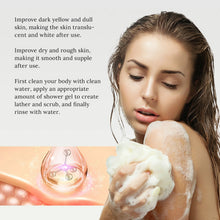 Woman applying Eelhoe Perfumed Brightening Body Wash Gel 100ml with skin improvement text and usage instructions.