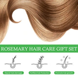 eelhoe Rosemary Hair Care Set showing hair care benefits and 3-step routine on white background.